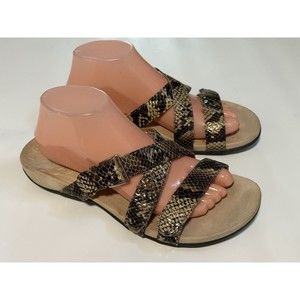Vionic Kira Sz 9 Arch Support Slide Sandals Snake Print Comfort Flat Flip Flop